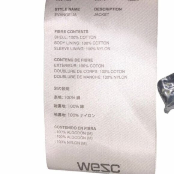 NWT WESC Black & White Long Sleeves Plaid Pattern Bomber Jacket Size Small - Picture 10 of 11